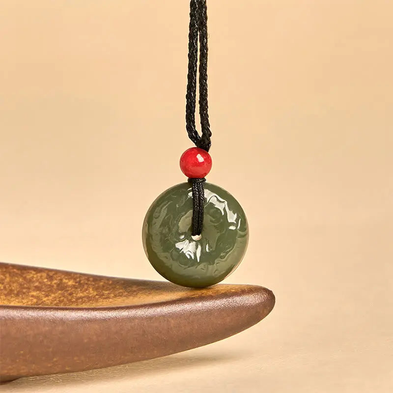 Fortune Jewel "Wishing You Peace and Safety" Peace Buckle Jade Necklace Includes Gift Message Card Fortune Jewel