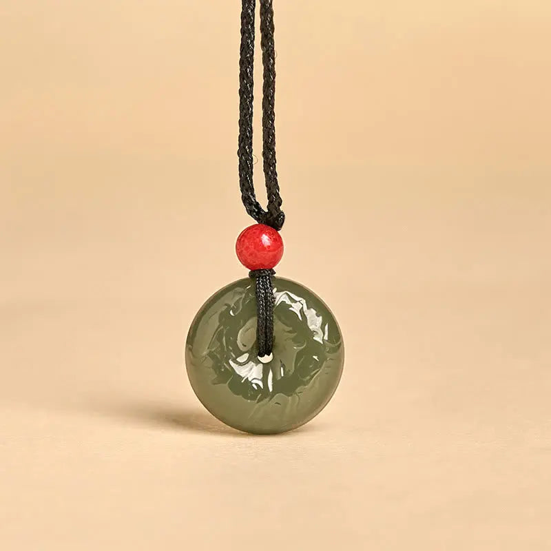 Fortune Jewel "Wishing You Peace and Safety" Peace Buckle Jade Necklace Includes Gift Message Card Fortune Jewel