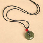 Fortune Jewel "Wishing You Peace and Safety" Peace Buckle Jade Necklace Includes Gift Message Card Fortune Jewel