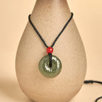 Fortune Jewel Peace Buckle Auspicious Clouds Cyan Jade Necklace Luck Pendant