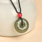 Fortune Jewel "Wishing You Peace and Safety" Peace Buckle Jade Necklace Includes Gift Message Card Fortune Jewel