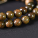Fortune Jewel Tibetan Green Sandalwood Gold Sheen Obsidian Balance Peace Double Wrap Bracelet