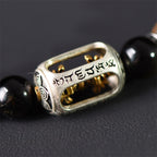Fortune Jewel Tibetan Green Sandalwood Gold Sheen Obsidian Balance Peace Double Wrap Bracelet
