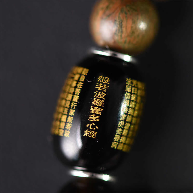 Fortune Jewel Tibetan Green Sandalwood Gold Sheen Obsidian Balance Peace Double Wrap Bracelet