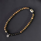 Fortune Jewel Tibetan Green Sandalwood Gold Sheen Obsidian Balance Peace Double Wrap Bracelet