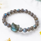 Fortune Jewel Natural Labradorite Cute Cat Head Healing Change Bracelet Fortune Jewel