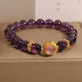 Fortune Jewel Natural Amethyst Strawberry Quartz Beads Healing Bracelet Fortune Jewel