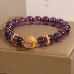 Fortune Jewel Natural Amethyst Strawberry Quartz Beads Healing Bracelet Fortune Jewel