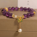 Fortune Jewel Natural Amethyst Amber Green Butterfly Healing Bracelet Fortune Jewel