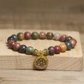 Fortune Jewel Natural Colorful Emperor Stone Lotus Pattern Anti-stress Bracelet Fortune Jewel