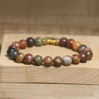 Fortune Jewel Natural Colorful Emperor Stone Lotus Pattern Anti-stress Bracelet Fortune Jewel
