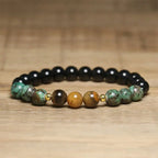 Fortune Jewel Turquoise Tiger Eye Beads Glass Balance Serenity Bracelet Fortune Jewel