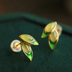 Fortune Jewel 925 Sterling Silver Jade Leaf Prosperity Earrings Fortune Jewel