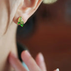 Fortune Jewel 925 Sterling Silver Jade Leaf Prosperity Earrings Fortune Jewel