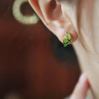Fortune Jewel 925 Sterling Silver Jade Leaf Prosperity Earrings Fortune Jewel