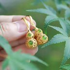 Fortune Jewel Copper Hollow Gourd Jade Prosperity Earrings Fortune Jewel