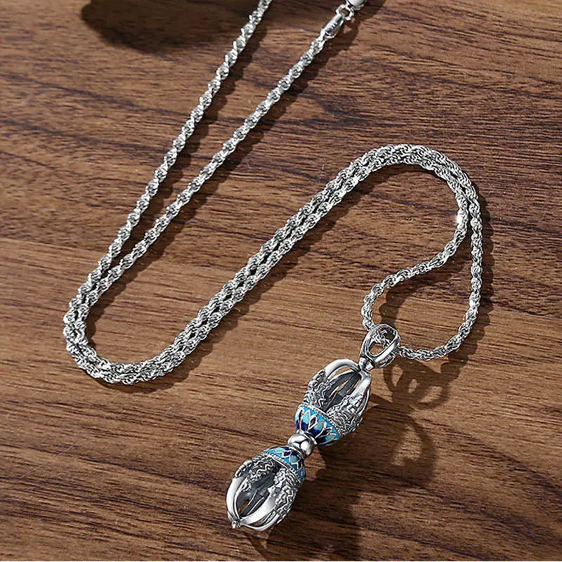 Fortune Jewel Tibetan Copper Vajra Dorje Spiritual Power Necklace Pendant Fortune Jewel