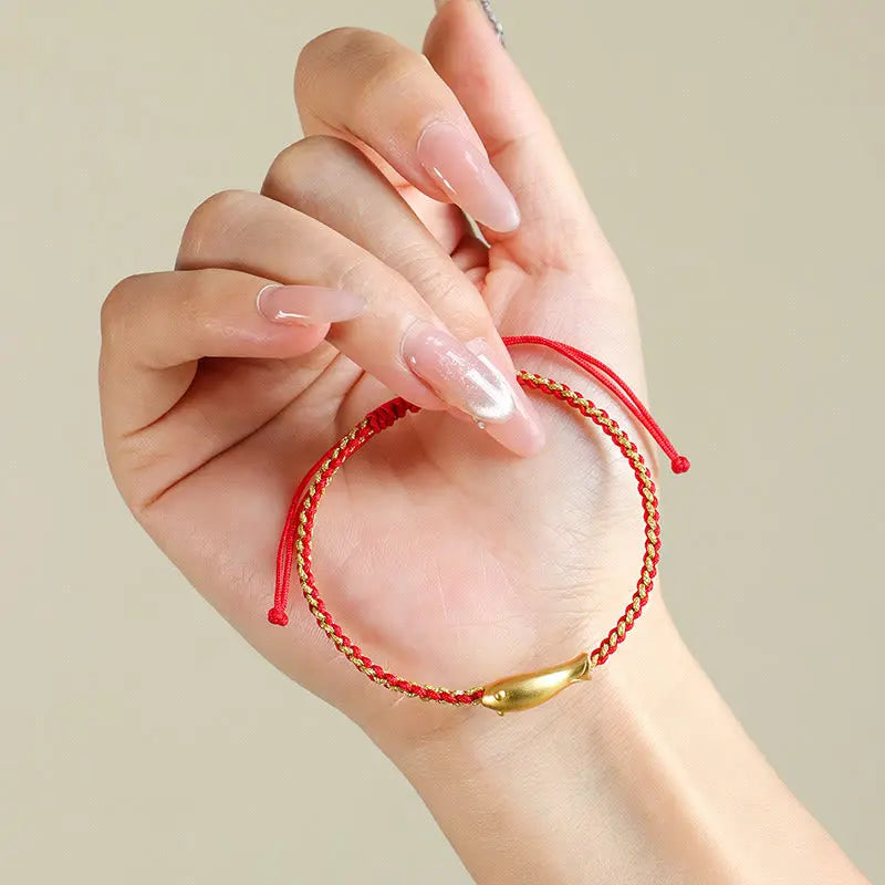 Fortune Jewel 999 Sterling Silver Lucky Koi Fish Protection Rope Bracelet Fortune Jewel