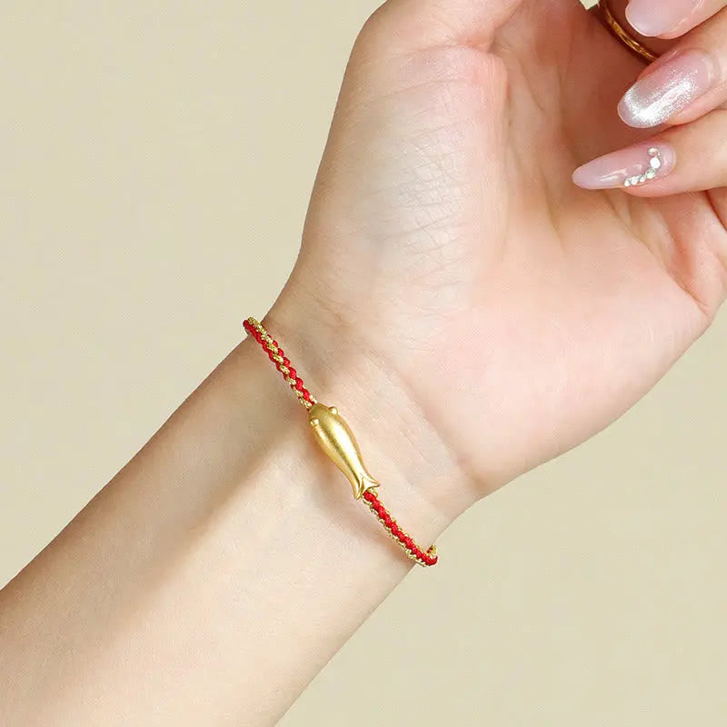 Fortune Jewel 999 Sterling Silver Lucky Koi Fish Protection Rope Bracelet Fortune Jewel