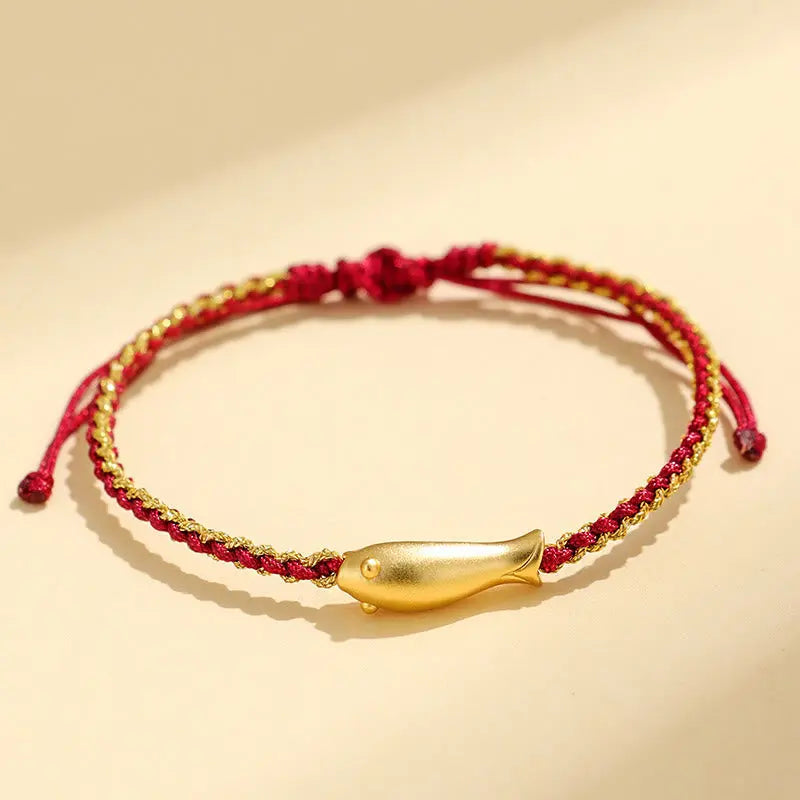 Fortune Jewel 999 Sterling Silver Lucky Koi Fish Protection Rope Bracelet Fortune Jewel