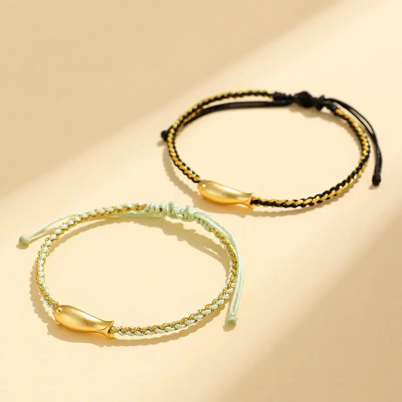 Fortune Jewel 999 Sterling Silver Lucky Koi Fish Protection Rope Bracelet Fortune Jewel