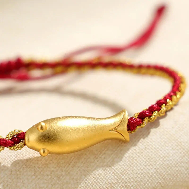 Fortune Jewel 999 Sterling Silver Lucky Koi Fish Protection Rope Bracelet Fortune Jewel