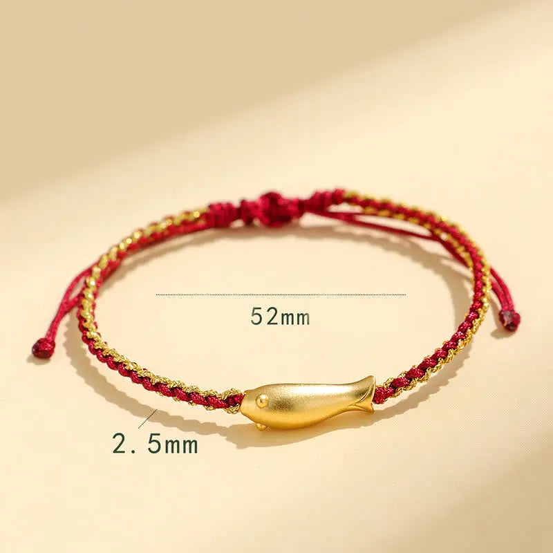 Fortune Jewel 999 Sterling Silver Lucky Koi Fish Protection Rope Bracelet Fortune Jewel
