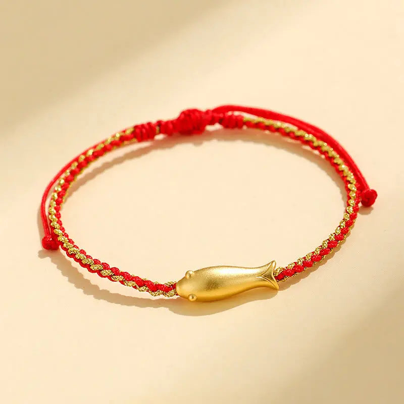 Fortune Jewel 999 Sterling Silver Lucky Koi Fish Protection Rope Bracelet Fortune Jewel