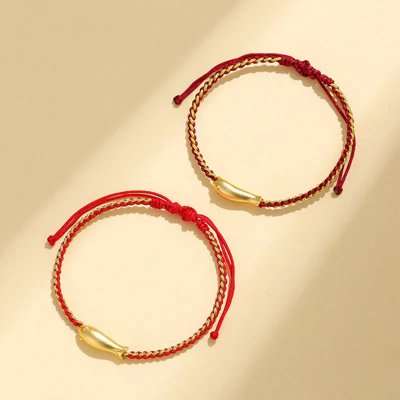 Fortune Jewel 999 Sterling Silver Lucky Koi Fish Protection Rope Bracelet Fortune Jewel