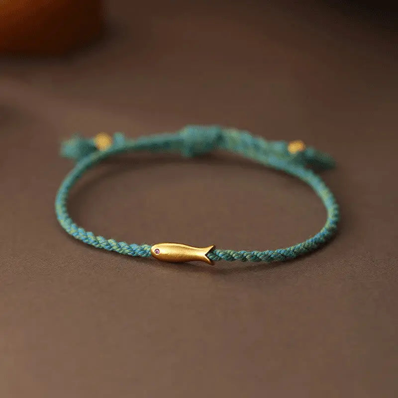 Fortune Jewel Copper Lucky Koi Fish Luck Rope Bracelet Fortune Jewel