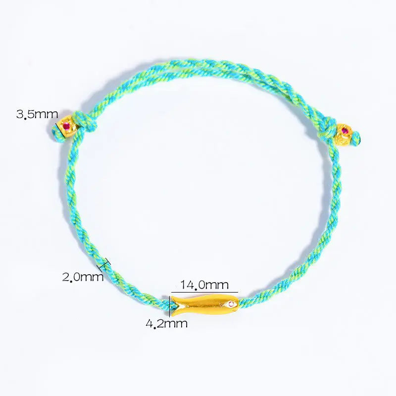 Fortune Jewel Copper Lucky Koi Fish Luck Rope Bracelet Fortune Jewel