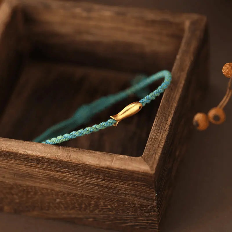 Fortune Jewel Copper Lucky Koi Fish Luck Rope Bracelet Fortune Jewel