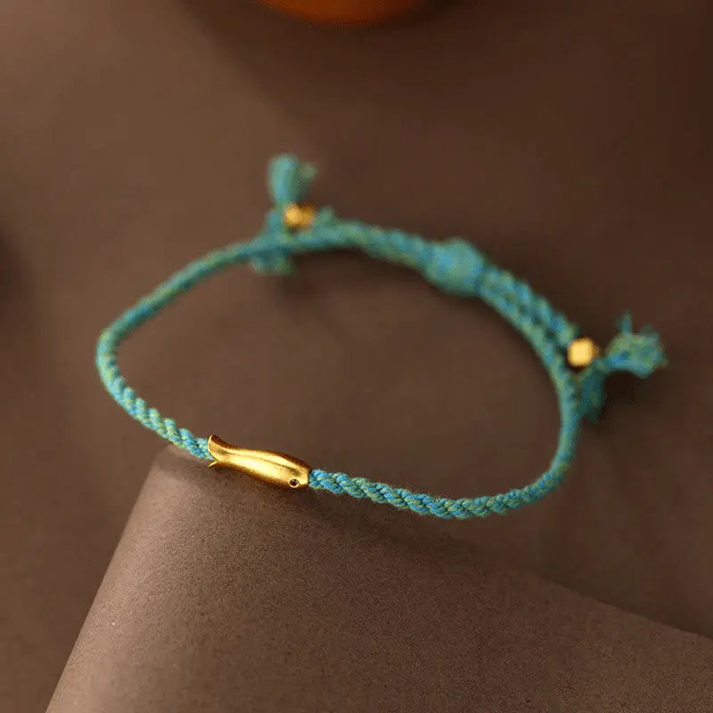 Fortune Jewel Copper Lucky Koi Fish Luck Rope Bracelet Fortune Jewel