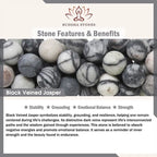 Fortune Jewel Grey Tabby Cat Natural Black Veined Jasper Strength Bracelet Fortune Jewel