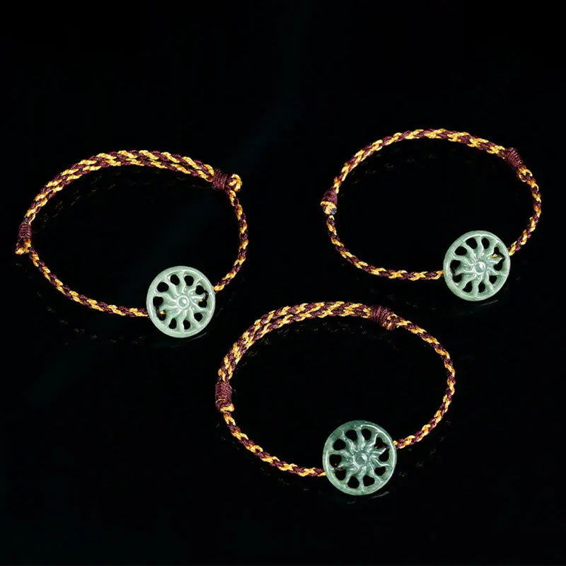Fortune Jewel Jade Sun Braided Rope Abundance Bracelet Fortune Jewel