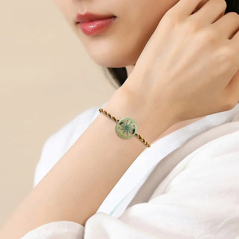 Fortune Jewel Jade Sun Braided Rope Abundance Bracelet Fortune Jewel