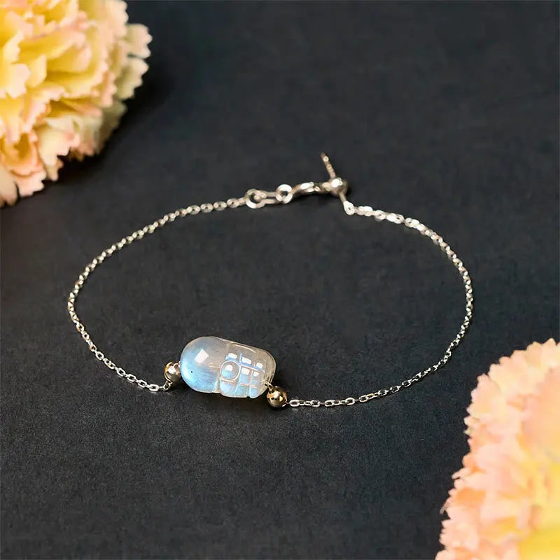 Fortune Jewel 925 Sterling Silver Pixiu Moonstone Healing Bracelet Fortune Jewel