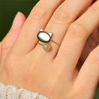 Fortune Jewel "Sending Protection and Charm" Tridacna Stone Cat Ring Includes Gift Message Card Fortune Jewel
