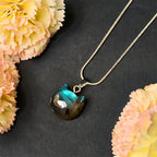 Fortune Jewel Natural Cat Pattern Labradorite Healing Necklace Pendant Fortune Jewel