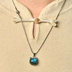 Fortune Jewel Natural Cat Pattern Labradorite Healing Necklace Pendant Fortune Jewel