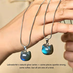 Fortune Jewel Natural Cat Pattern Labradorite Healing Necklace Pendant Fortune Jewel