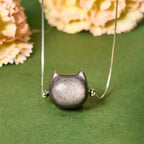 Fortune Jewel 925 Sterling Silver Natural Silver Sheen Obsidian Gold Sheen Obsidian Cat Necklace Fortune Jewel