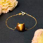 Fortune Jewel 925 Sterling Silver Cat Tiger Eye Protection Bracelet Fortune Jewel