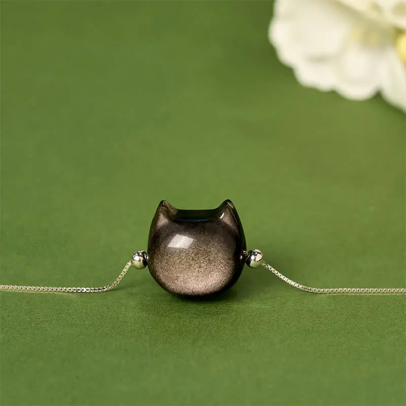 Fortune Jewel 925 Sterling Silver Silver Sheen Obsidian Gold Sheen Obsidian Cat Soothing Bracelet Fortune Jewel