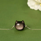 Fortune Jewel 925 Sterling Silver Silver Sheen Obsidian Gold Sheen Obsidian Cat Soothing Bracelet Fortune Jewel