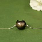 Fortune Jewel 925 Sterling Silver Silver Sheen Obsidian Gold Sheen Obsidian Cat Soothing Bracelet Fortune Jewel