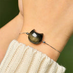 Fortune Jewel 925 Sterling Silver Silver Sheen Obsidian Gold Sheen Obsidian Cat Soothing Bracelet Fortune Jewel