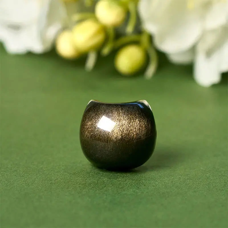 Fortune Jewel 925 Sterling Silver Silver Sheen Obsidian Gold Sheen Obsidian Cat Soothing Bracelet Fortune Jewel