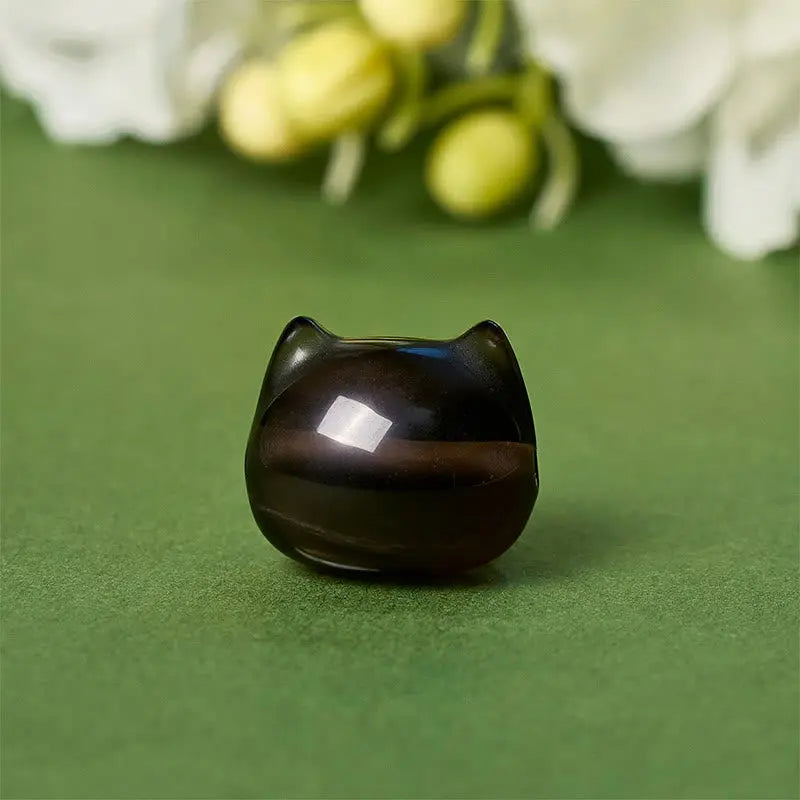 Fortune Jewel 925 Sterling Silver Cat Natural Ice Obsidian Positive Bracelet Fortune Jewel