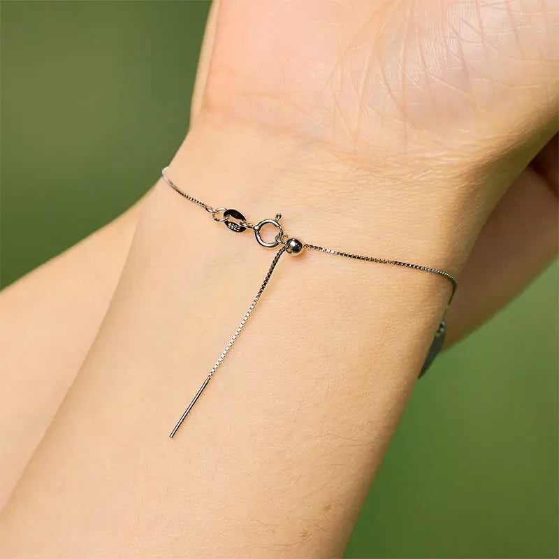 Fortune Jewel 925 Sterling Silver Cat Natural Ice Obsidian Positive Bracelet Fortune Jewel
